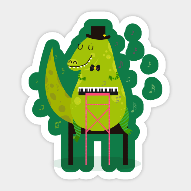 Pianist dinosaur Sticker by Mjdaluz